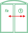 2 sash sliding Left FIX+arch