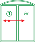 2 sash Sliding Right FIX+arch